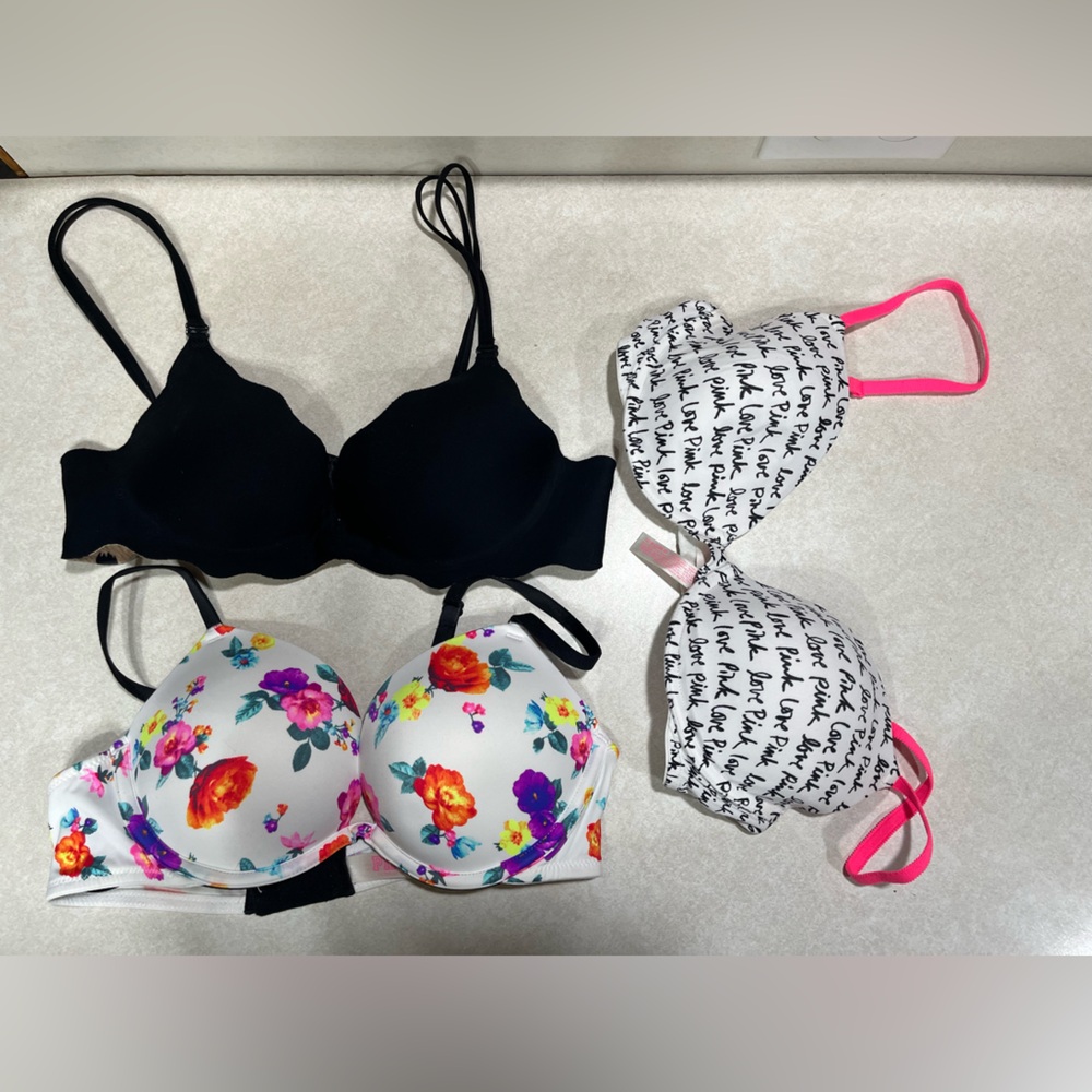 Lot of 6 Victoria’s Secret/Pink Bras, various sizes